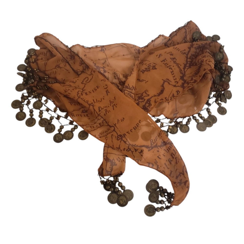 Patricia Nash Italian Coin Scarf Brown